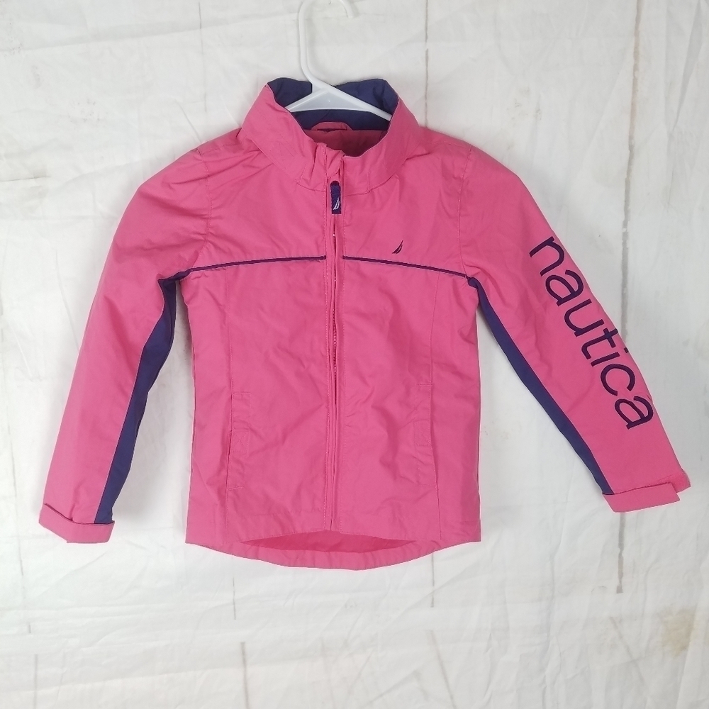 Nautica pink and blue girls rain jacket